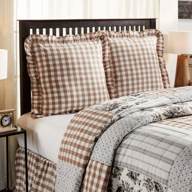 Annie Buffalo Portabella Check Fabric Euro Sham 26x26 VHC Brands - The Fox Decor